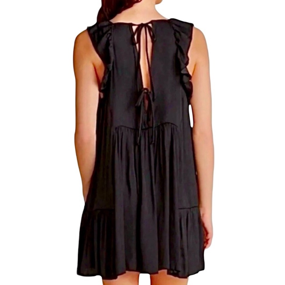 Free People Intimately Want Your Love Tie Back Mini Dress‎ Black XS - Picture 8 of 16